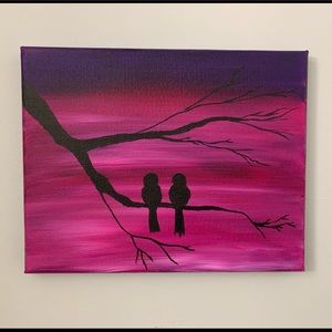 8x10 Birds on a tree acrylic painting